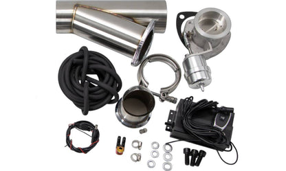 Granatelli 2.5-Inch Single Round Vacuum/Pressure-Controlled Electronic Stainless Steel Slip-Fit Exhaust Cutout Kit – 309525