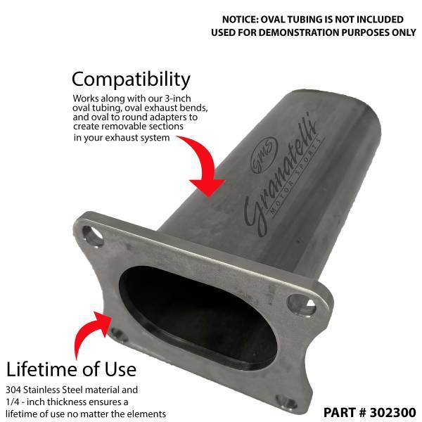 Granatelli 3-Inch Oval 304 Stainless Steel Exhaust Flange – 302300