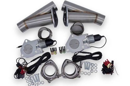 Granatelli 3-Inch Dual Round Electronic Stainless Steel Weld-In Exhaust Cutout Kit – 307530K