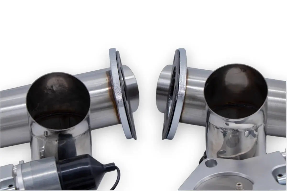Granatelli 2.25-Inch Dual Round Electronic Stainless Steel Weld-In Exhaust Cutout Kit – 307522D