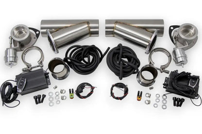 Granatelli 2.5-Inch Dual Round Vacuum/Pressure-Controlled Electronic Stainless Steel Weld-In Exhaust Cutout Kit – 309625K