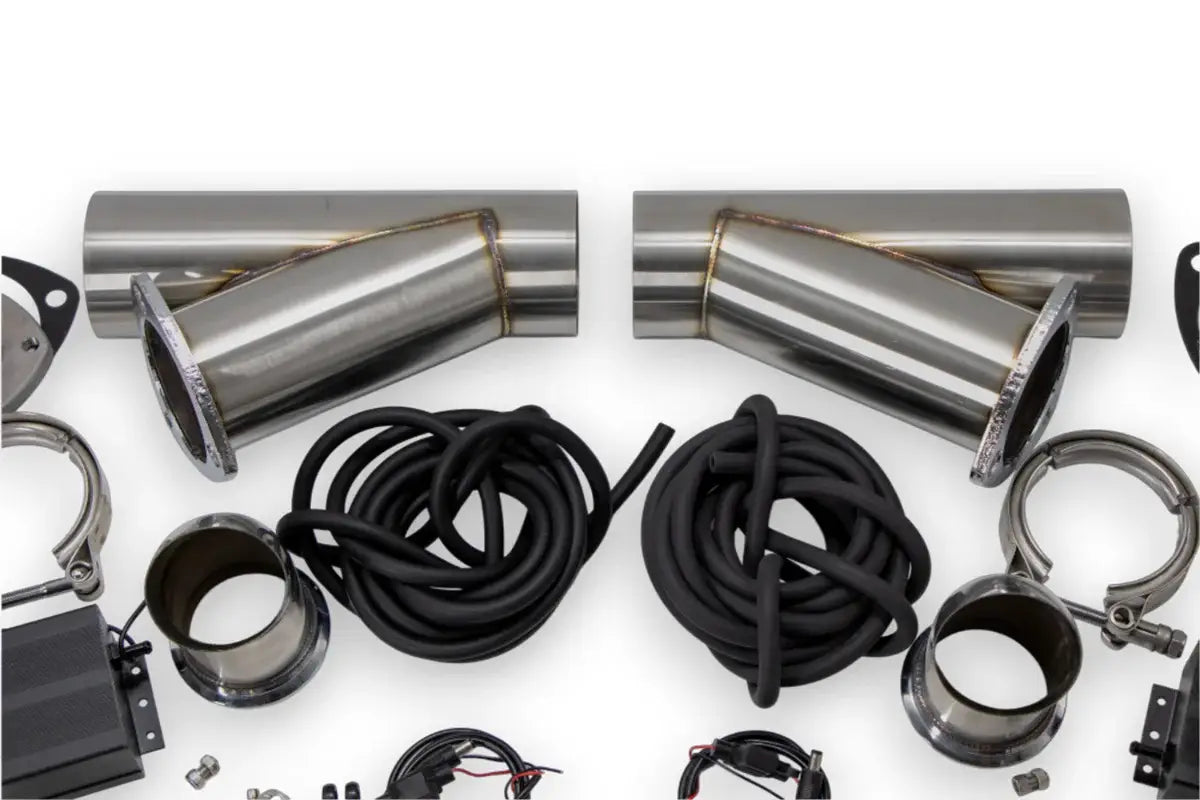 Granatelli 2.5-Inch Dual Round Vacuum/Pressure-Controlled Electronic Stainless Steel Weld-In Exhaust Cutout Kit – 309625K