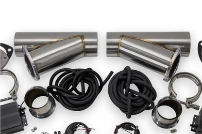 Granatelli 2.5-Inch Dual Round Vacuum/Pressure-Controlled Electronic Stainless Steel Weld-In Exhaust Cutout Kit – 309625K