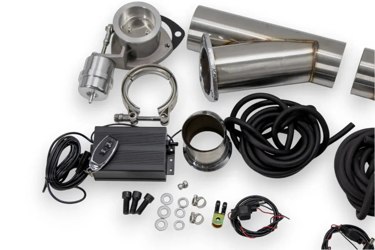 Granatelli 2.5-Inch Dual Round Vacuum/Pressure-Controlled Electronic Stainless Steel Weld-In Exhaust Cutout Kit – 309625K