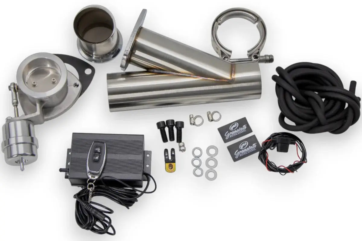 Granatelli 2.5-Inch Dual Round Vacuum/Pressure-Controlled Electronic Stainless Steel Weld-In Exhaust Cutout Kit – 309625K