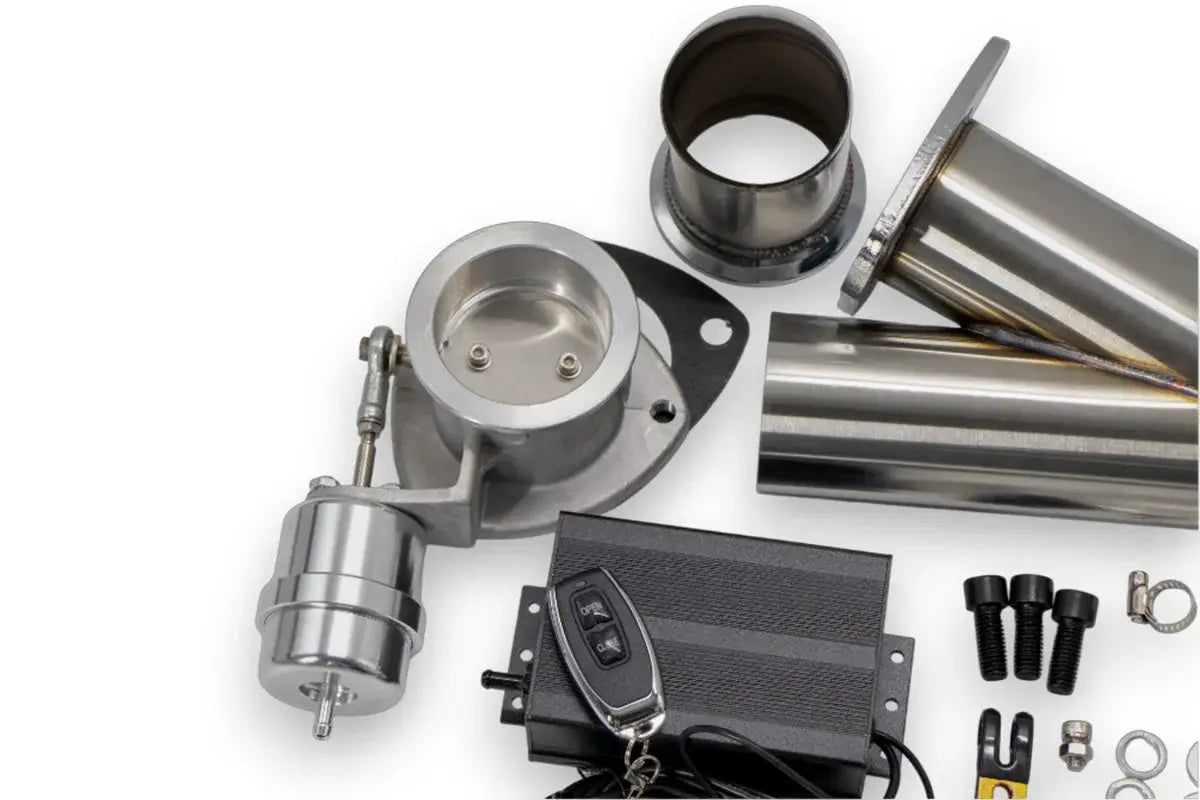Granatelli 2.5-Inch Dual Round Vacuum/Pressure-Controlled Electronic Stainless Steel Weld-In Exhaust Cutout Kit – 309625K