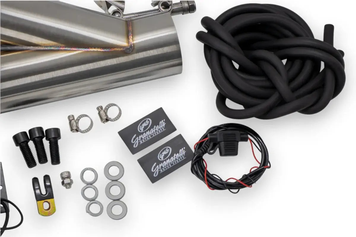 Granatelli 2.5-Inch Dual Round Vacuum/Pressure-Controlled Electronic Stainless Steel Weld-In Exhaust Cutout Kit – 309625K