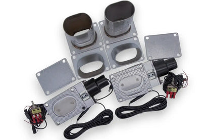 Granatelli 3" Dual Oval Electronic Stainless Steel Weld-In Exhaust Cutout Kit – 313530D