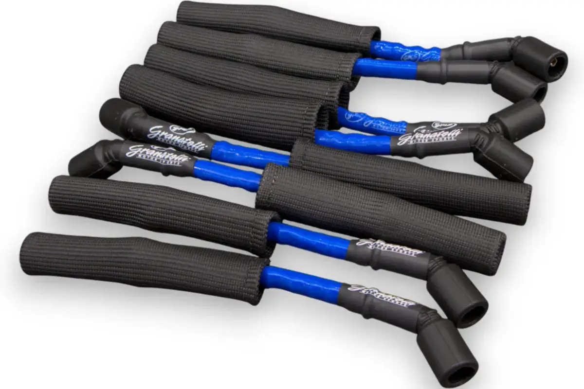 Granatelli 10" GM LS/LT 0-Ohm Blue High-Temp Spark Plug Wires w/ Black Kevlar Boots – 28-1545HTBLB