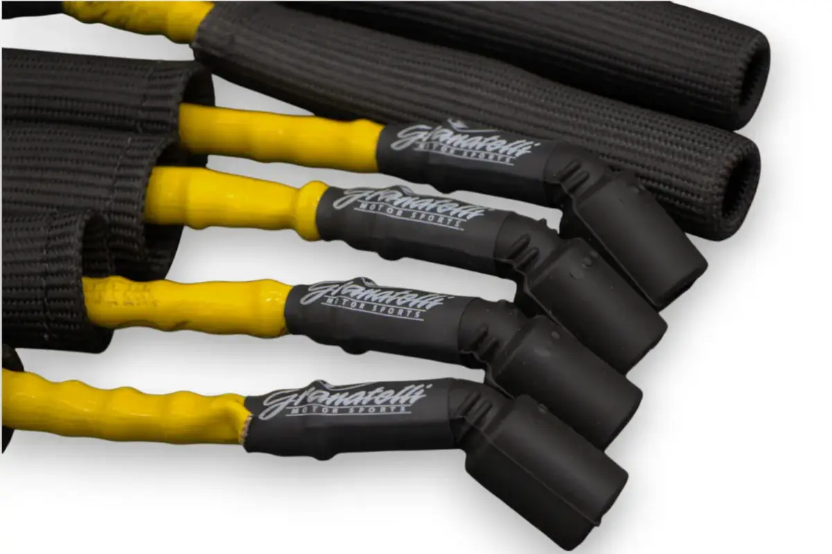 Granatelli 10" GM LS/LT 0-Ohm Yellow High-Temp Spark Plug Wires w/ Black Kevlar Boots – 28-1545HTYB
