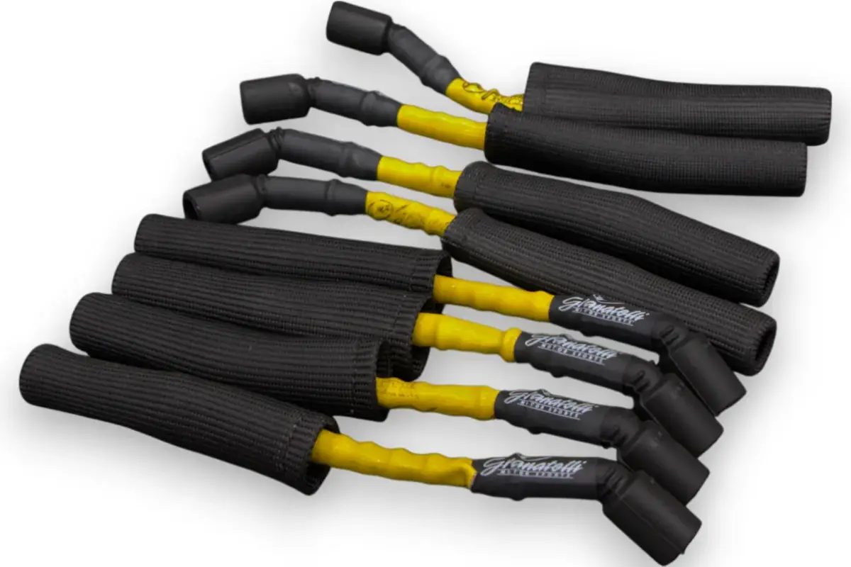 Granatelli 10" GM LS/LT 0-Ohm Yellow High-Temp Spark Plug Wires w/ Black Kevlar Boots – 28-1545HTYB