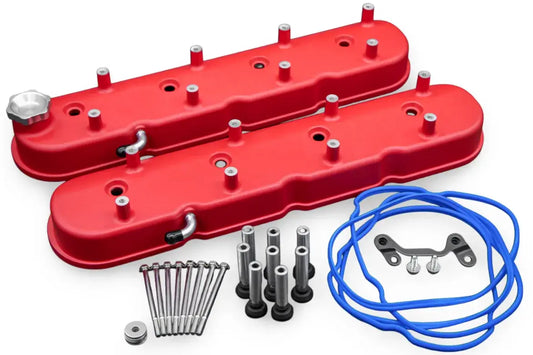 Granatelli Motor Sports LS Tall Valve Cover Red Wrinkle Finish, 4.8, 5.3, 5.7, 6.0, 6.2, 7.0L, Pair - 640363