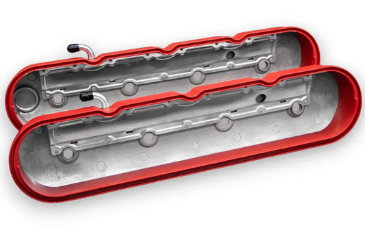 Granatelli Motor Sports LS Tall Valve Cover Red Wrinkle Finish, 4.8, 5.3, 5.7, 6.0, 6.2, 7.0L, Pair - 640363