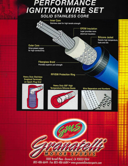 Granatelli 10" GM LS/LT 0-Ohm Red Single Spark Plug Wire – 28-1545-1R