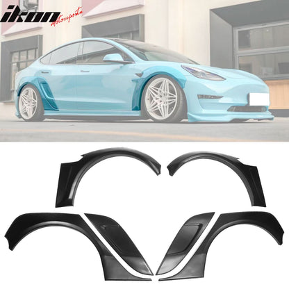 2017-2024 Tesla Model 3 IKON Fender Flares Sanded Wheel Cover ABS 6PCS