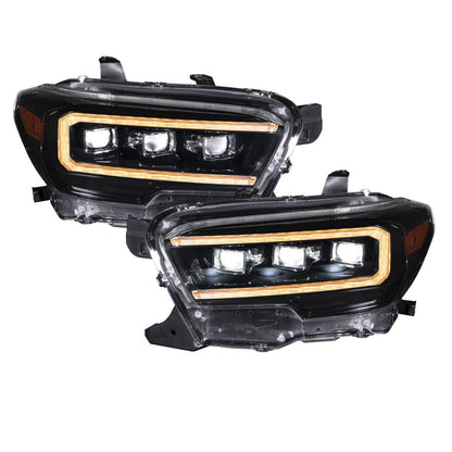 Form Lighting 2016-2023 Toyota Tacoma Sequential LED Projector Headlights with Amber DRL Pair  FL0076