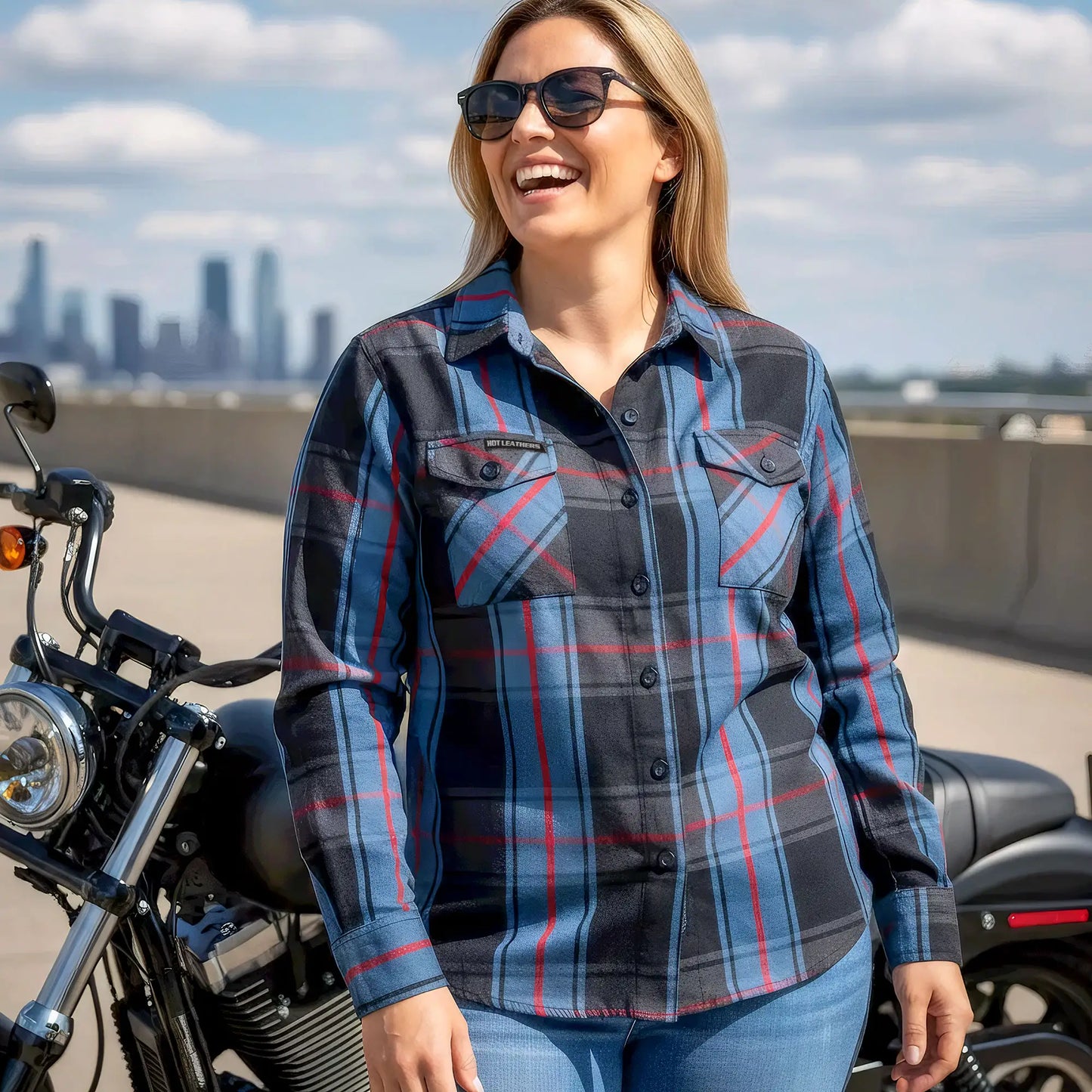 Hot Leathers Ladies 'Long Live The King' Multi/Color Cotton Flannel Shirt - Button Front - Riding - Casual Wear - FLL3007