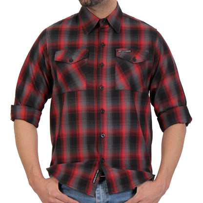 Hot Leathers Men's 'Grave Shift' Black Cotton Flannel Shirt - Button Front - Riding/Casual/ Work Wear - FLM2017