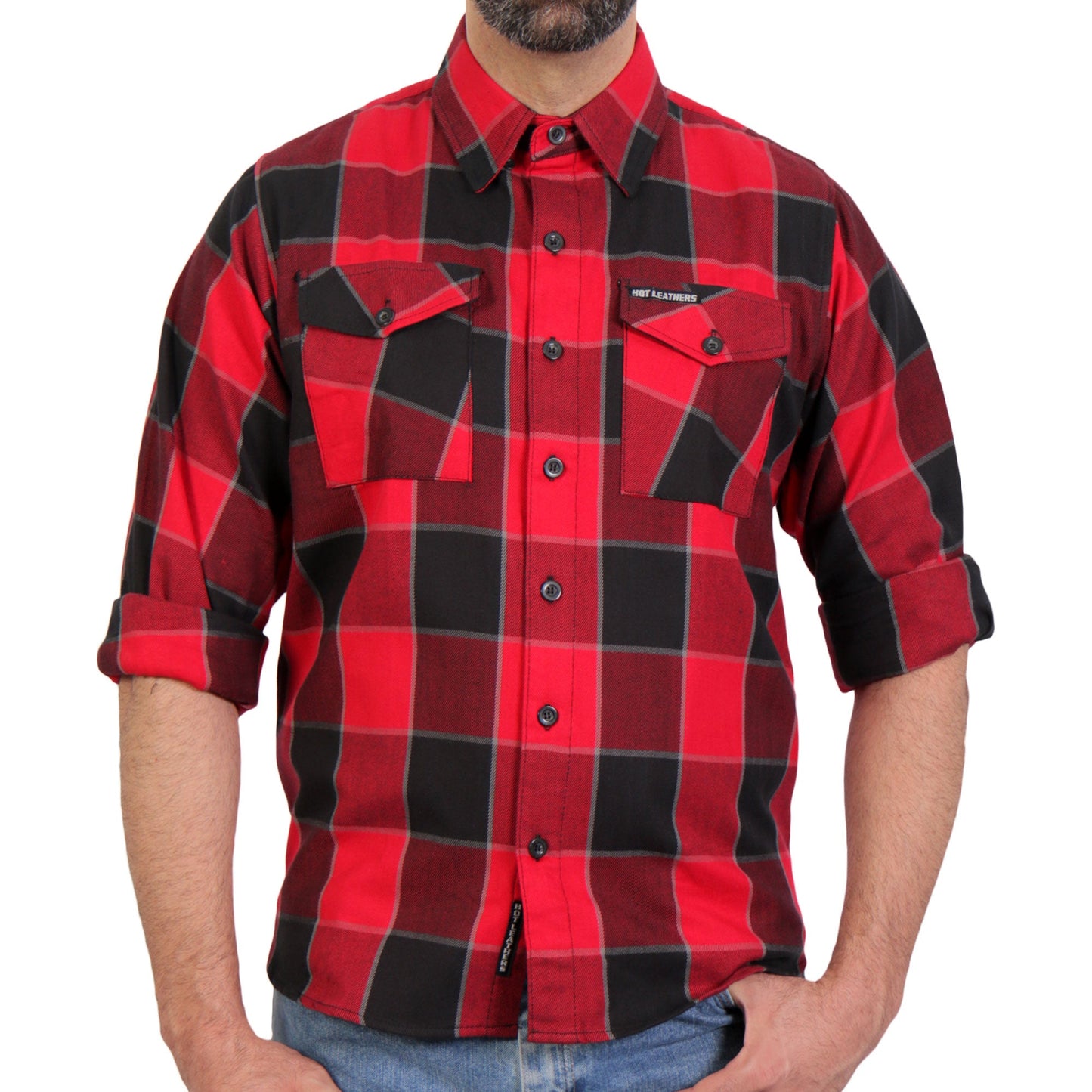 Hot Leathers Men's 'Midnight Saint' Multi/Color Cotton Flannel Shirt - Button Front - Riding/Casual/ Work Wear - FLM2019