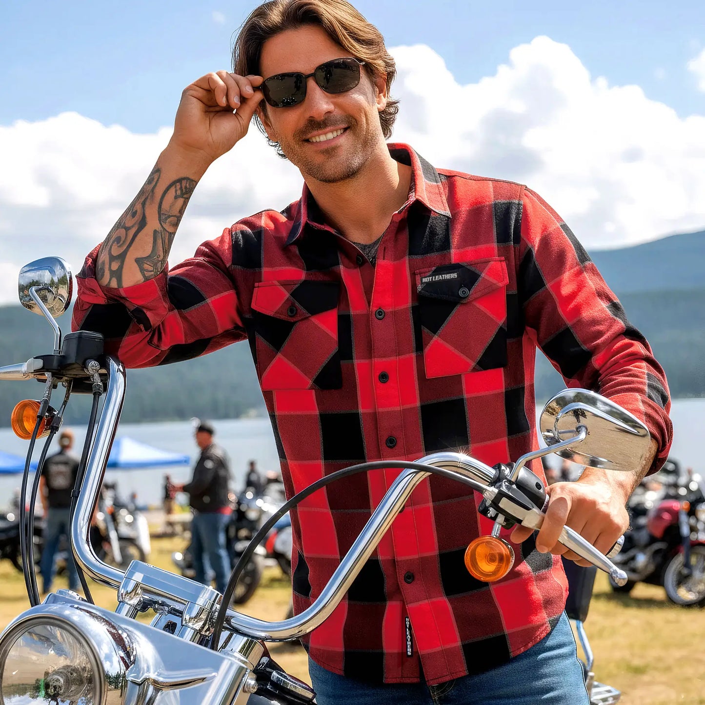 Hot Leathers Men's 'Midnight Saint' Multi/Color Cotton Flannel Shirt - Button Front - Riding/Casual/ Work Wear - FLM2019