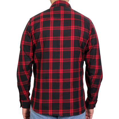 Hot Leathers Men's 'Rebel Static' Red/Black Cotton Flannel Shirt - Button Front - Riding/Casual/ Work Wear - FLM2021
