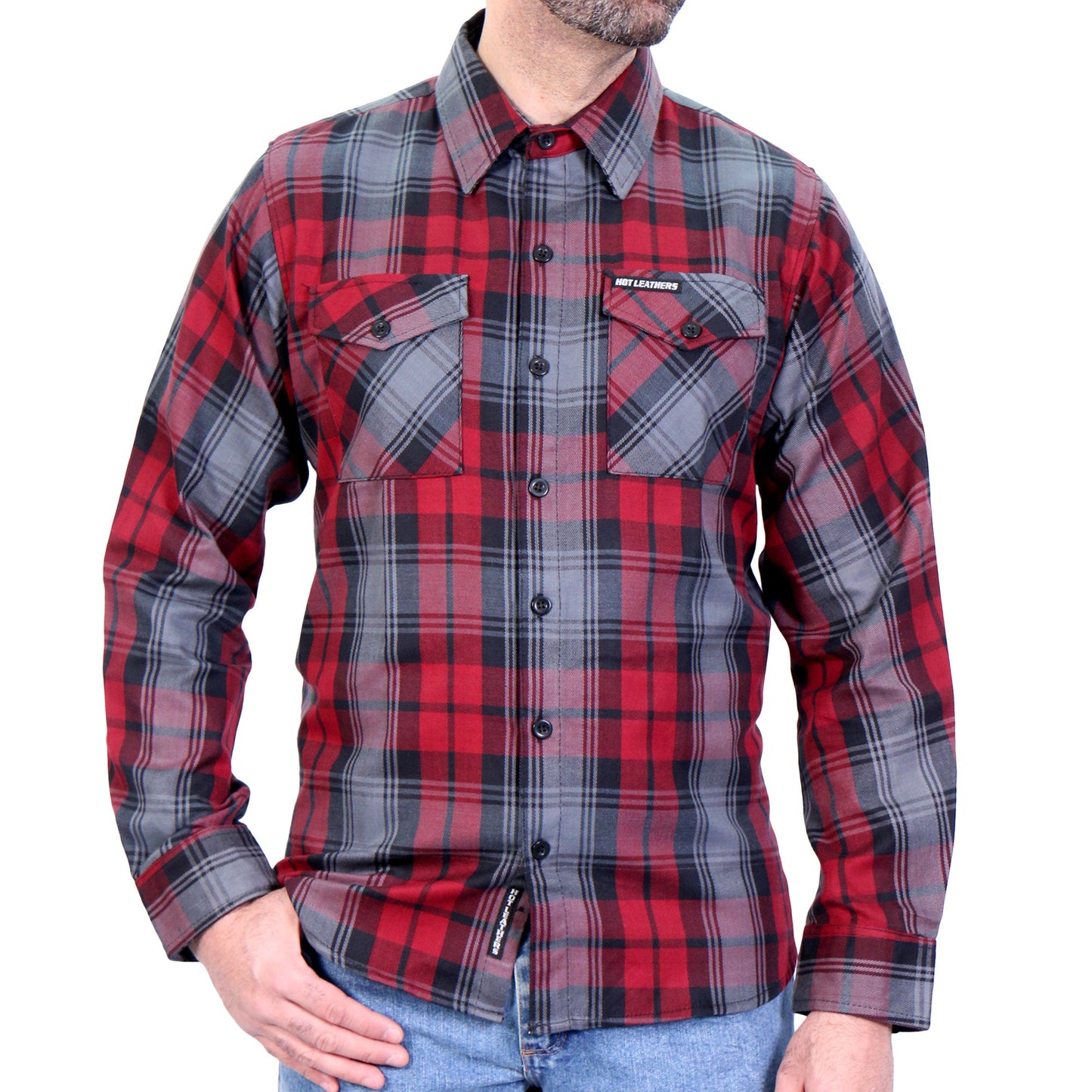 Hot Leathers Men's 'Cold Trail' Multi/Color Cotton Flannel Shirt - Button Front - Riding/Casual/ Work Wear - FLM2022