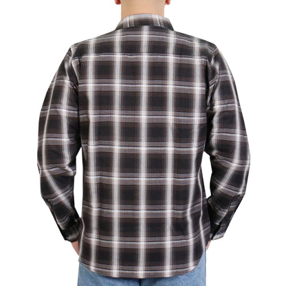 Hot Leathers Men's 'Last Exit' White/Black Cotton Flannel Shirt - Button Front - Riding/Casual/ Work Wear - FLM2023