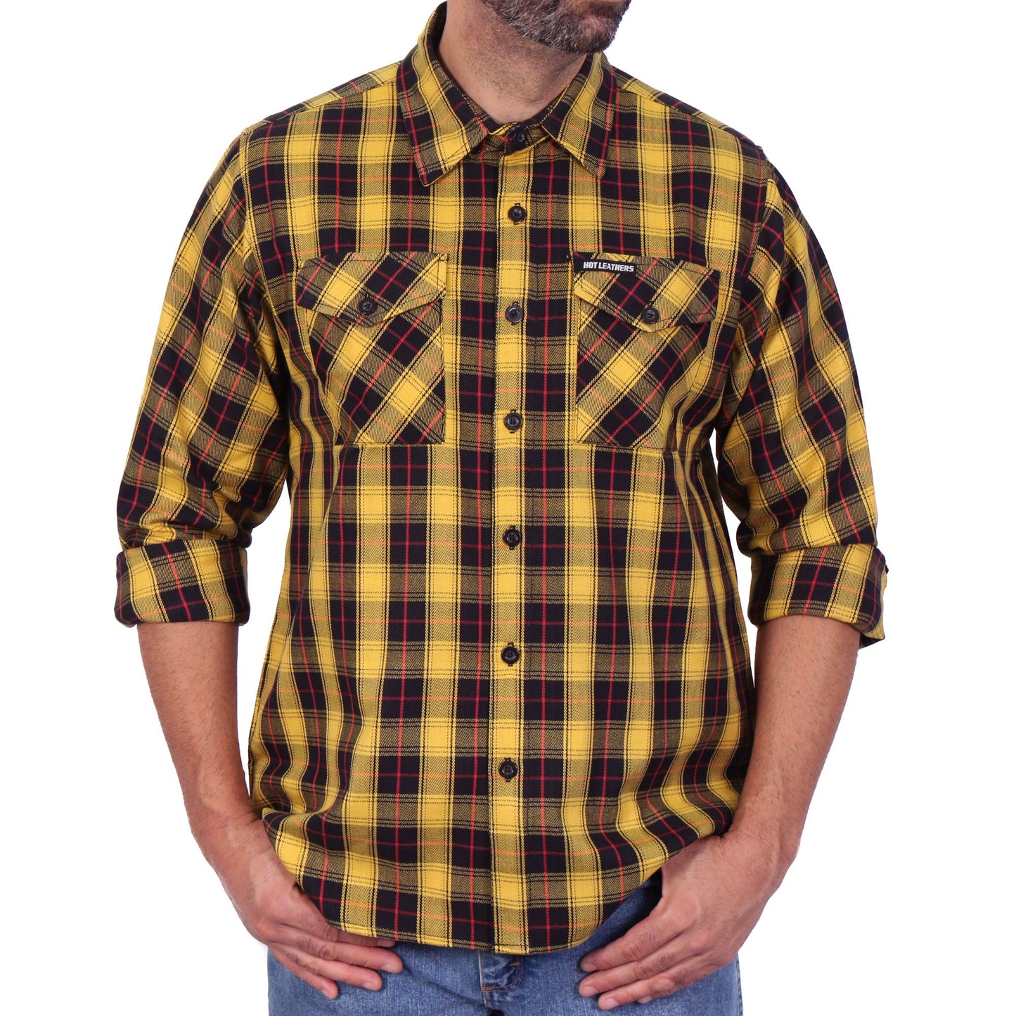 Hot Leathers Men's 'Riot Alley' Multi/Color Plaid Flannel Shirt - Button Front - Riding/Casual/ Work Wear - FLM2036