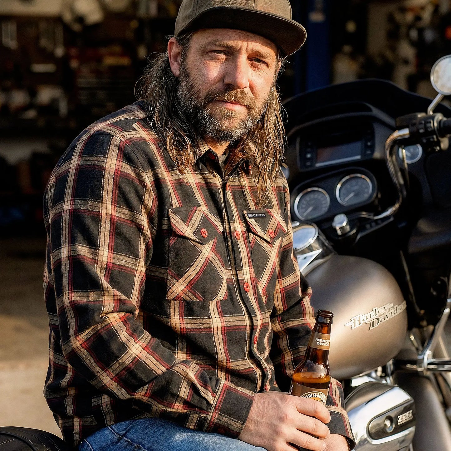Hot Leathers Men's 'Ghost Run' Multi/Color Plaid Flannel Shirt - Button Front - Riding/Casual/ Work Wear - FLM2038