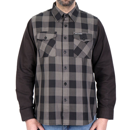 Hot Leathers Men's 'Dead End' Black/Gray Cotton Flannel Shirt - Button Front - Riding/Casual/ Work Wear - FLM2042