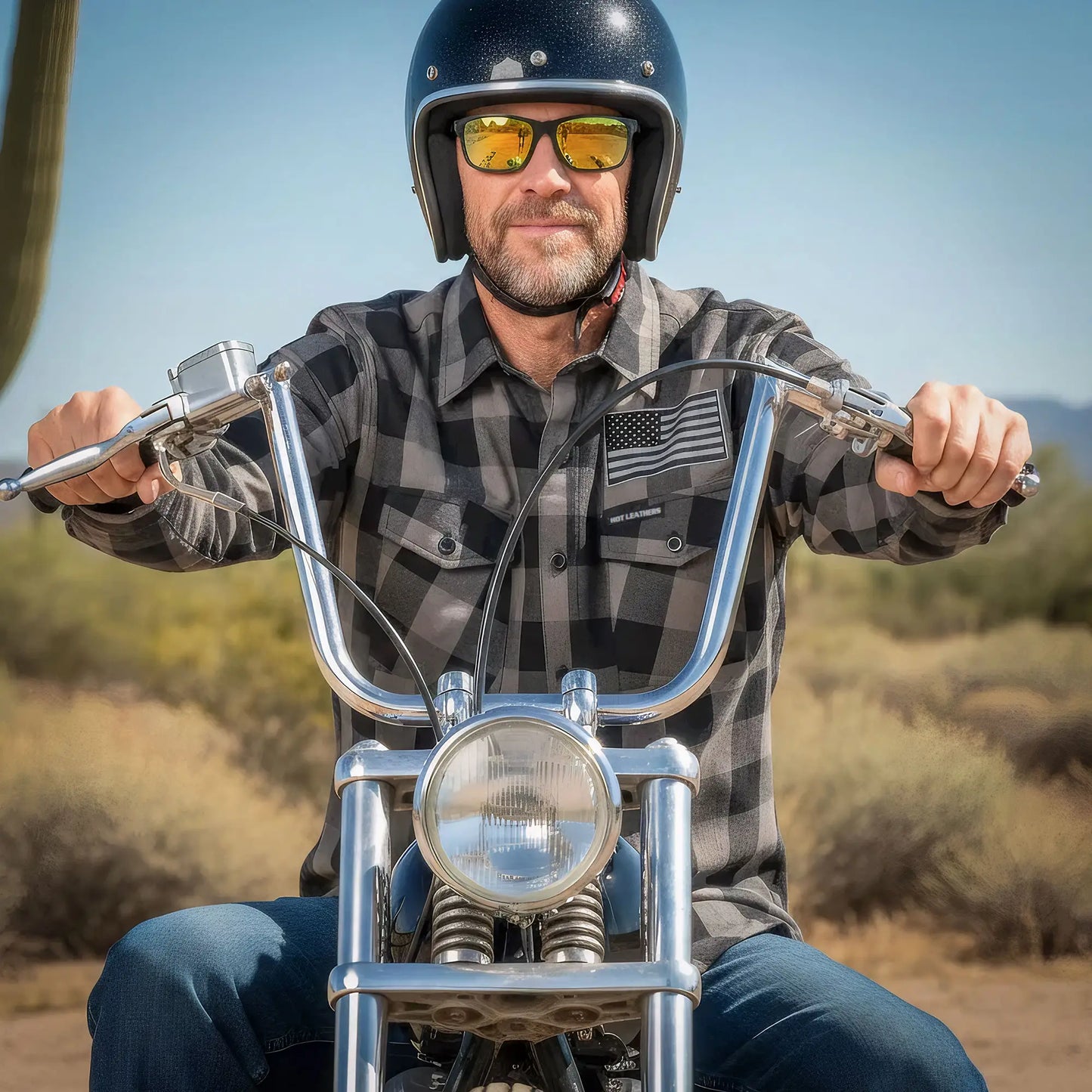 Hot Leathers Men's 'Tribal Eagle' Black/Gray Cotton Flannel Shirt - Button Front - Riding/Casual/ Work Wear - FLM2102