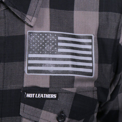 Hot Leathers Men's 'Tribal Eagle' Black/Gray Cotton Flannel Shirt - Button Front - Riding/Casual/ Work Wear - FLM2102