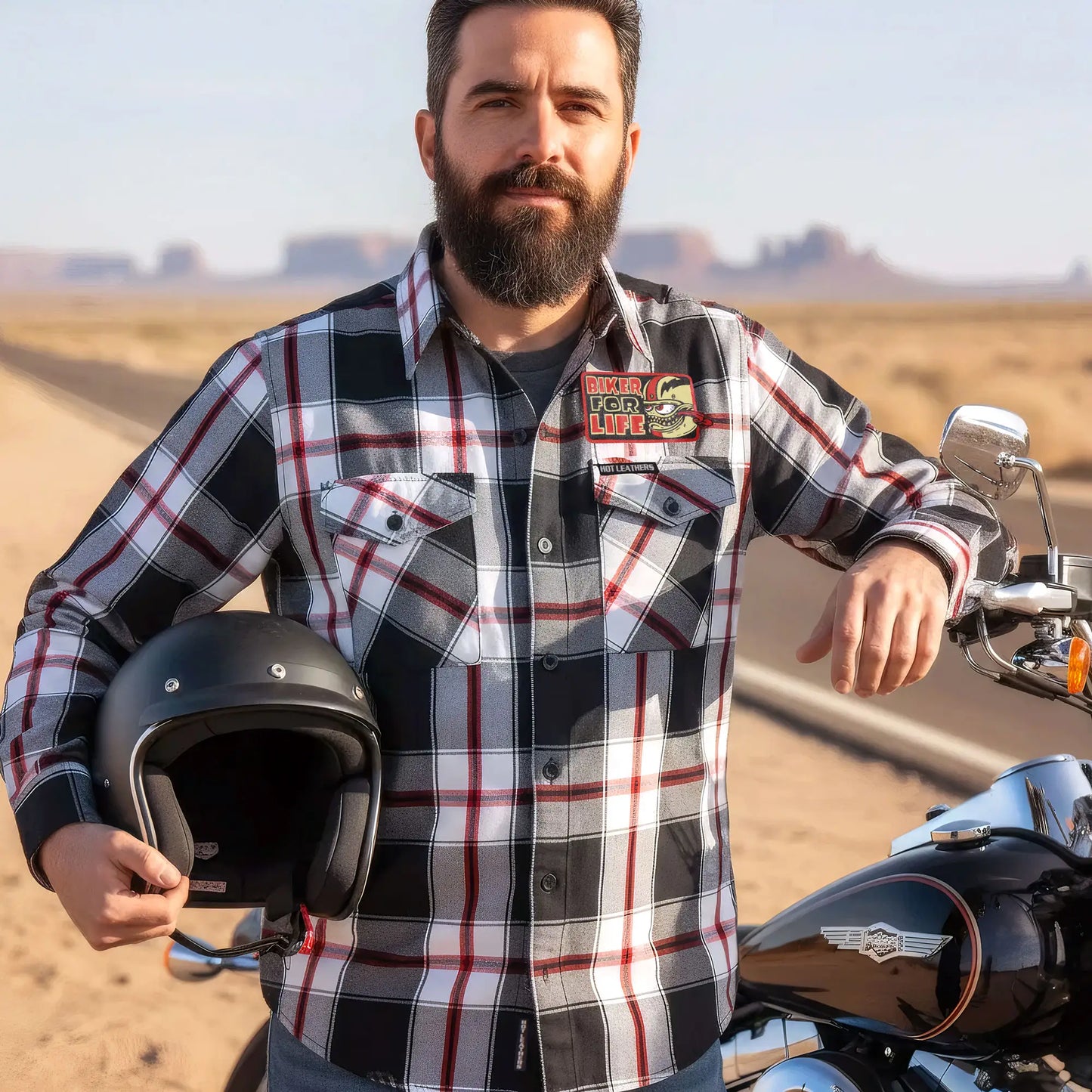 Hot Leathers Men's 'Bobber Monster' Multi/Color Cotton Flannel Shirt - Button Front - Riding/Casual/ Work Wear - FLM2104