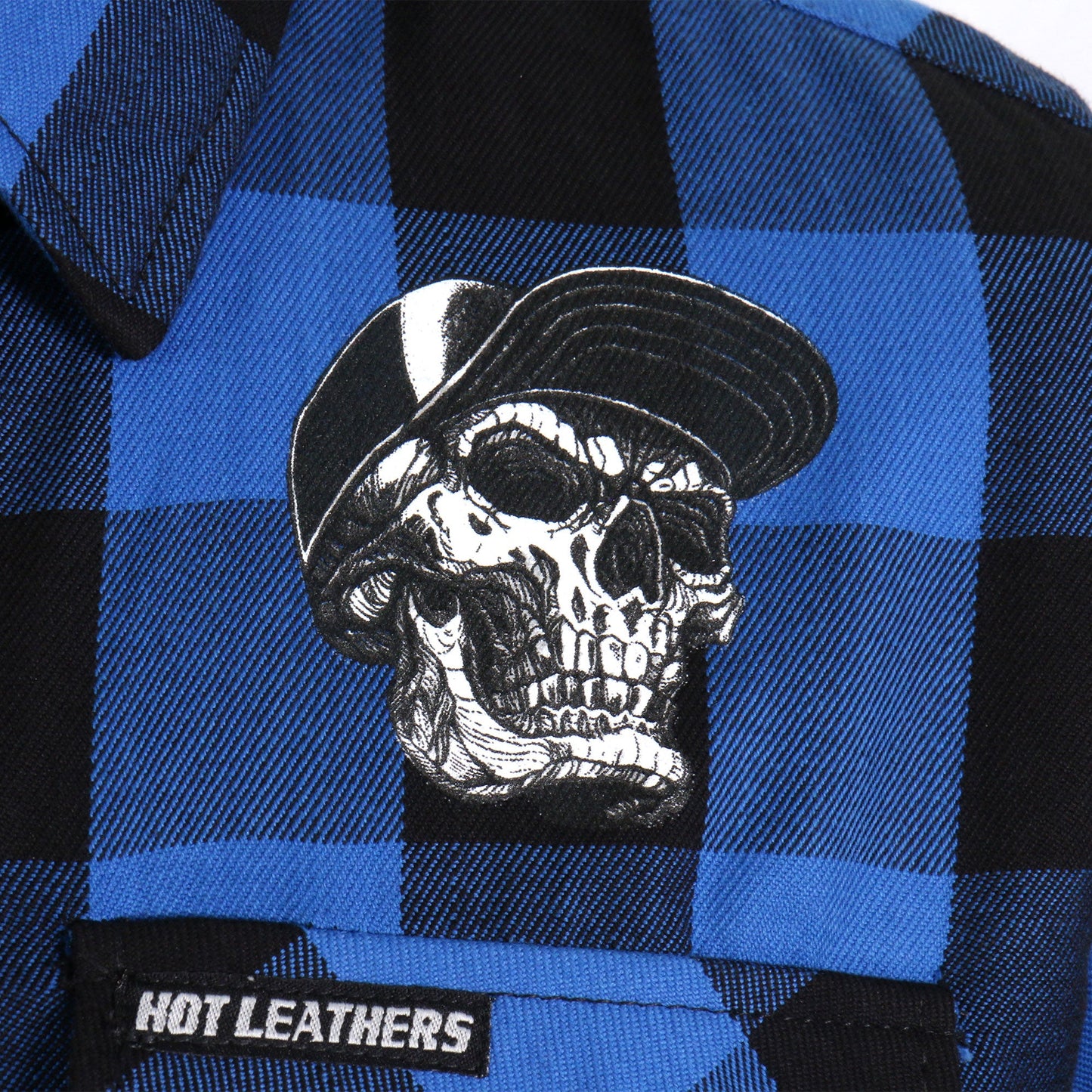 Hot Leathers Men's 'Snap Back' Black/Blue Cotton Flannel Shirt - Button Front - Riding/Casual/ Work Wear - FLM2107