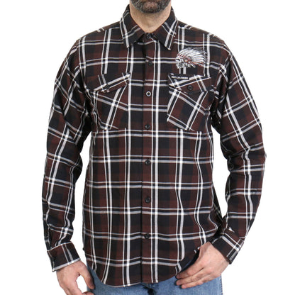 Hot Leathers Men's 'Headdress' Multi/Color Cotton Flannel Shirt - Button Front - Riding/Casual/ Work Wear - FLM2109