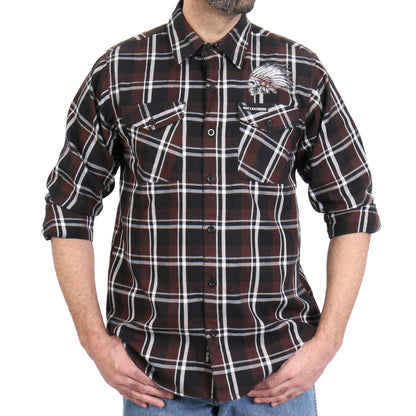 Hot Leathers Men's 'Headdress' Multi/Color Cotton Flannel Shirt - Button Front - Riding/Casual/ Work Wear - FLM2109