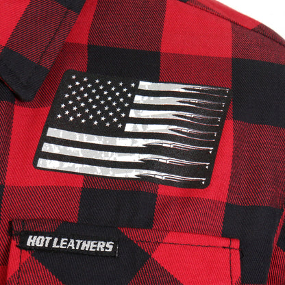 Hot Leathers Men's 'Bullets' Black/Red Cotton Flannel Shirt - Button Front - Riding/Casual/ Work Wear - FLM2110