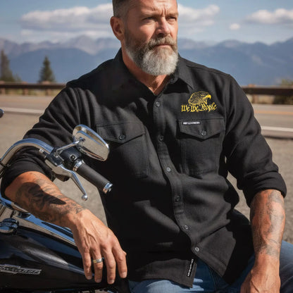 Hot Leathers Men's 'We The People' Black Cotton Flannel Shirt - Button Front - Riding/Casual/ Work Wear - FLM2114