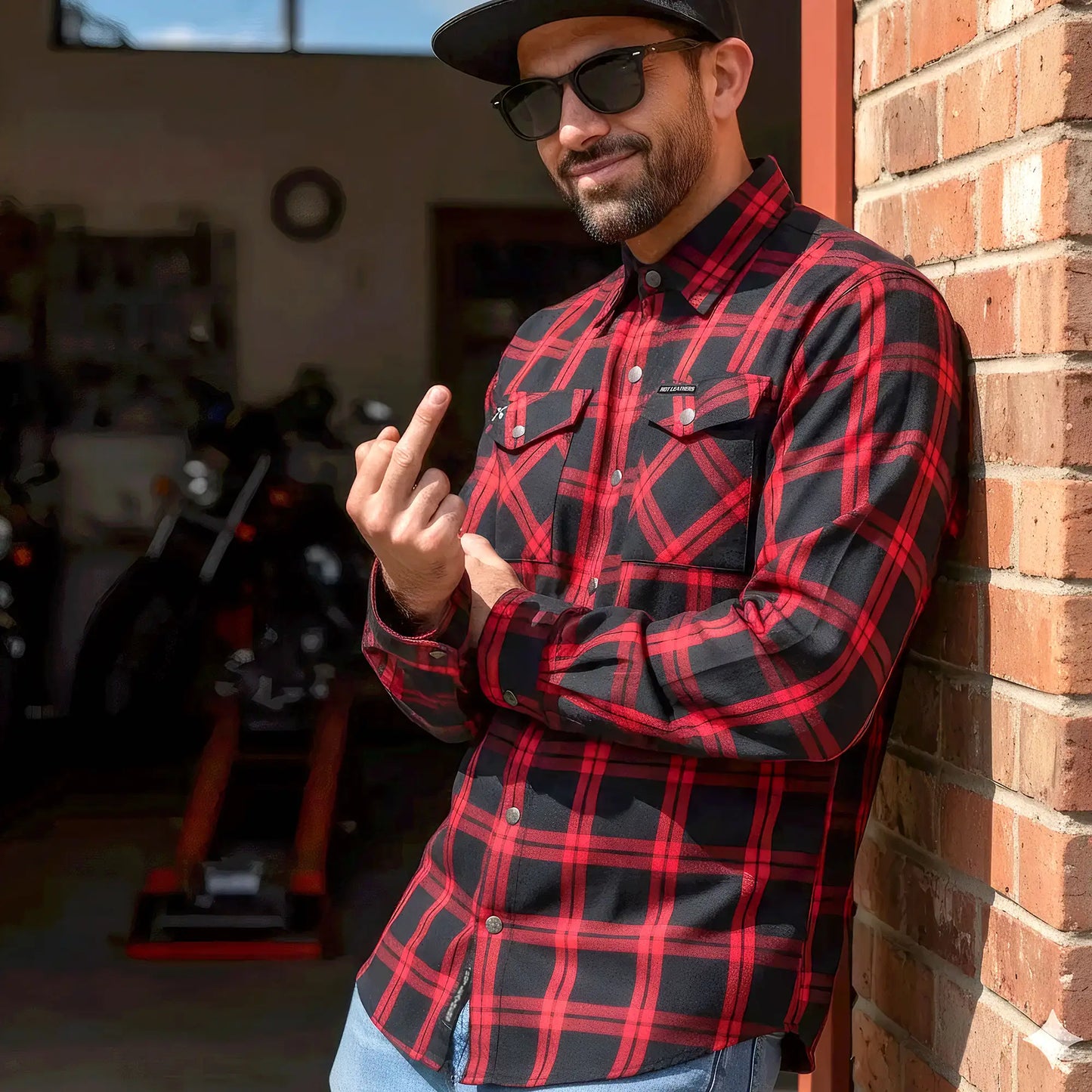 Hot Leathers Men's 'Dead Mile' Red/Black Cotton Flannel Shirt - Button Front - Riding/Casual/ Work Wear - FLM3001