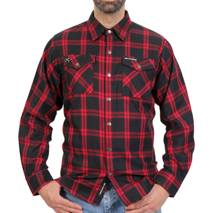 Hot Leathers Men's 'Dead Mile' Red/Black Cotton Flannel Shirt - Button Front - Riding/Casual/ Work Wear - FLM3001