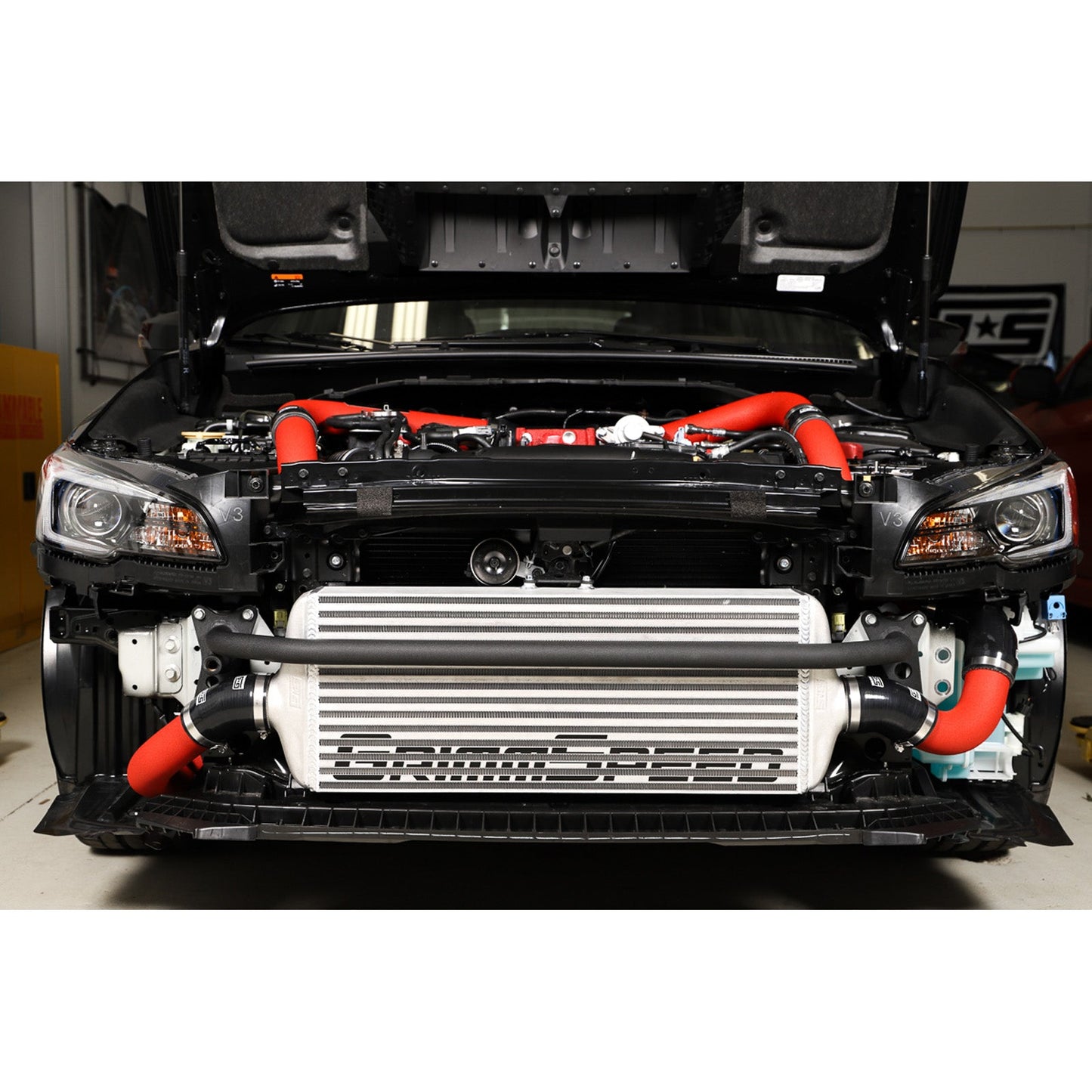 GrimmSpeed Front Mount Intercooler Kit - Raw Core with Red Piping - 2015-21 Subaru STI GRM090236