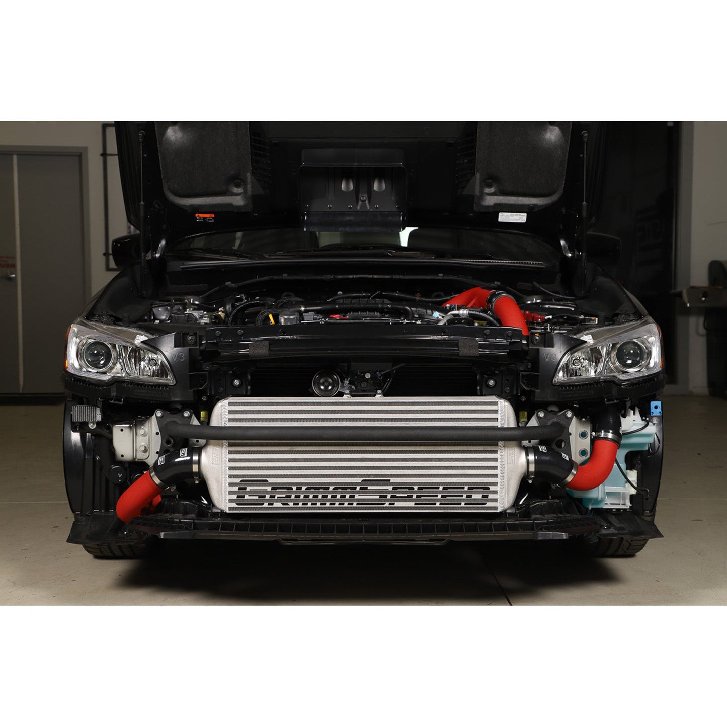 GrimmSpeed Front Mount Intercooler Kit - Raw Core with Red Piping - 2015-21 Subaru WRX GRM090238