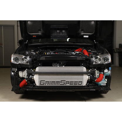 GrimmSpeed Front Mount Intercooler Kit - Raw Core with Red Piping - 2015-21 Subaru WRX GRM090238