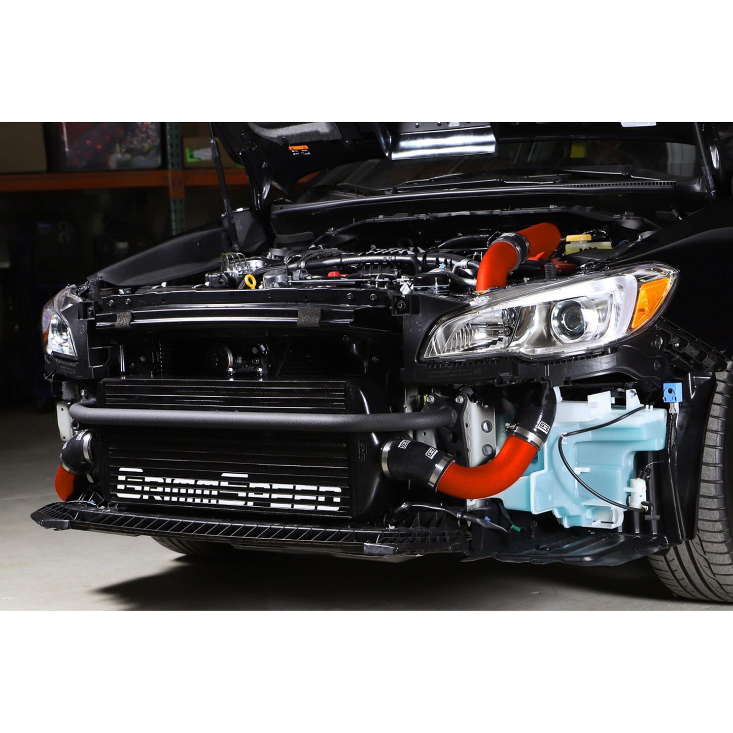 GrimmSpeed Front Mount Intercooler Kit - Black Core with Red Piping - 2015-21 Subaru WRX GRM090255