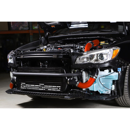 GrimmSpeed Front Mount Intercooler Kit - Black Core with Red Piping - 2015-21 Subaru WRX GRM090255