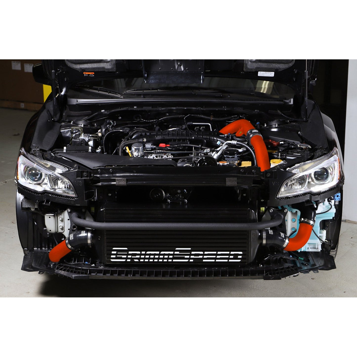 GrimmSpeed Front Mount Intercooler Kit - Black Core with Red Piping - 2015-21 Subaru WRX GRM090255
