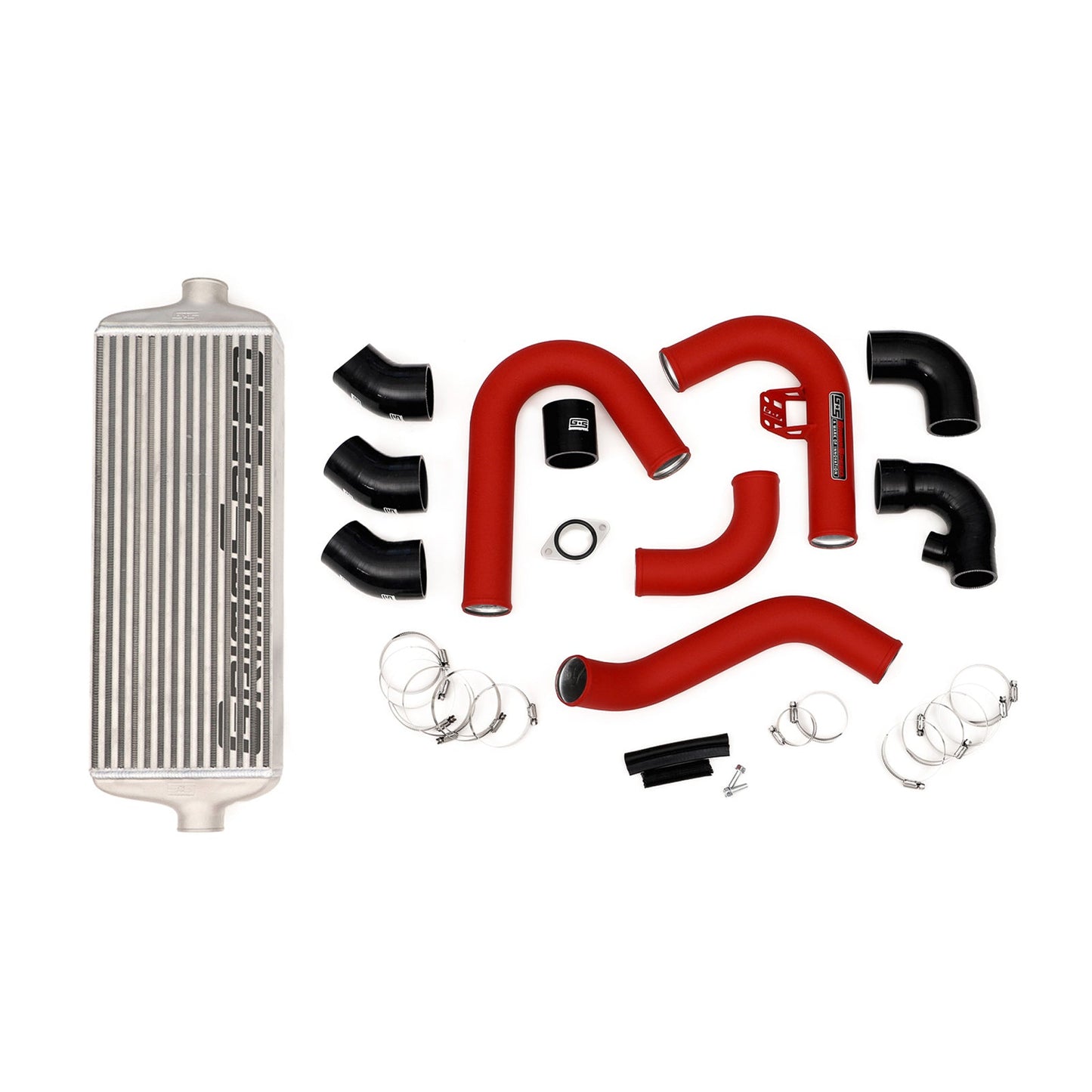 GrimmSpeed Front Mount Intercooler Kit - Raw Core with Red Piping - 2015-21 Subaru WRX GRM090238