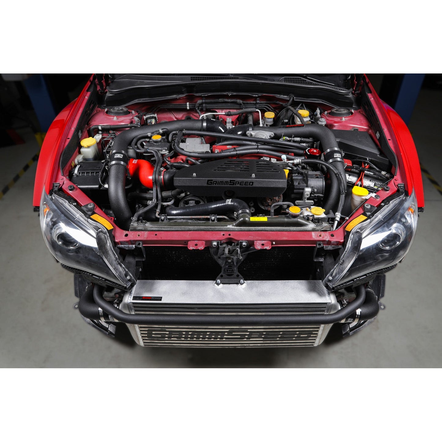 GrimmSpeed Front Mount Intercooler Kit - Raw Core with Black Piping - 2008-14 Subaru STI GRM090228