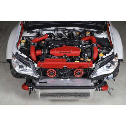 GrimmSpeed Front Mount Intercooler Kit - Raw Core with Red Piping - 2008-14 Subaru WRX GRM090229