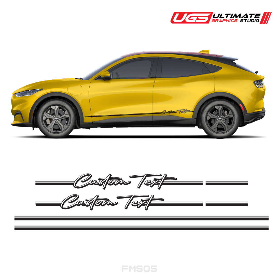 Ford Mach-E Side Stripes Custom Text